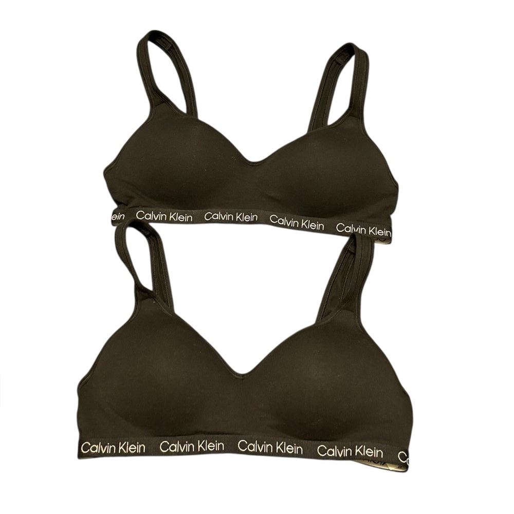 Calvin Klein Lightly Padded Bralette Small Lot Of 2 Bras Black Seamless Stretch